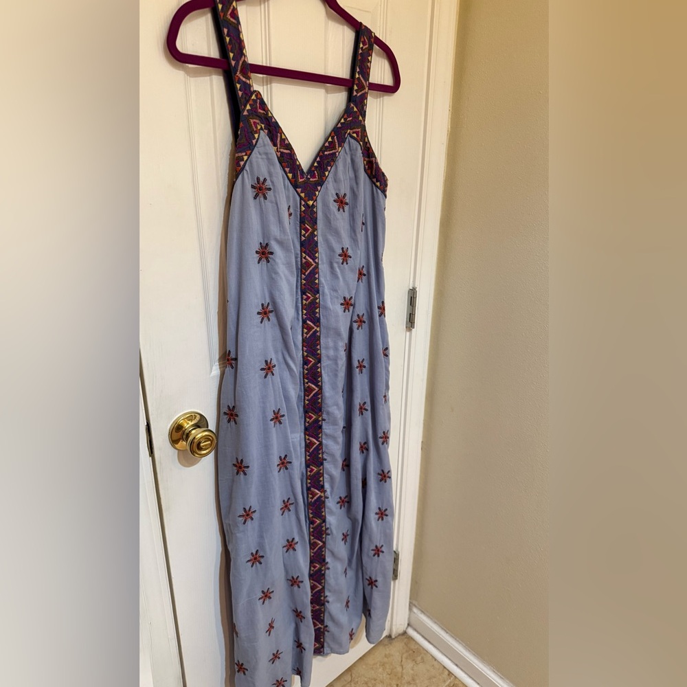 EUC Sundance Embroidered Chambray  Maxi Sundress